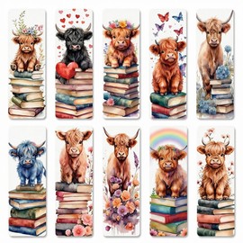 Highland Cow Bookmarks for Women, 10 Pack Cute Gifts for Book Lovers