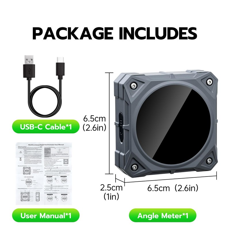 Wigearss Digital LCD Protractor, Inclinometer, Angle Finder with Four-Sided Magnet