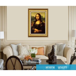 Eliteart- Mona Lisa by Leonardo DaVinci Oil Painting Reproduction Giclee Wall Art Canvas Prints-Framed Size:22"x30"