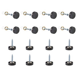 INCREWAY Mirror Screws, 40 Sets 16mm 304 Stainless Steel Thicken Mirror Nails with Decorative Caps Covers, Black