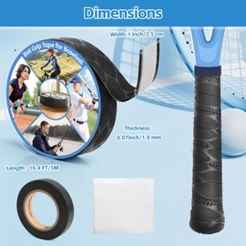 Maylanny Pro Baseball Bat Grip Tape - Precut PU with Starter Adhesive & Free Finishing Tape – Superior Cushioning & Non-Slip Grip for Baseball, Softball, Golf, Tennis (Black, 1 in x 16.4 Ft,1 Roll)