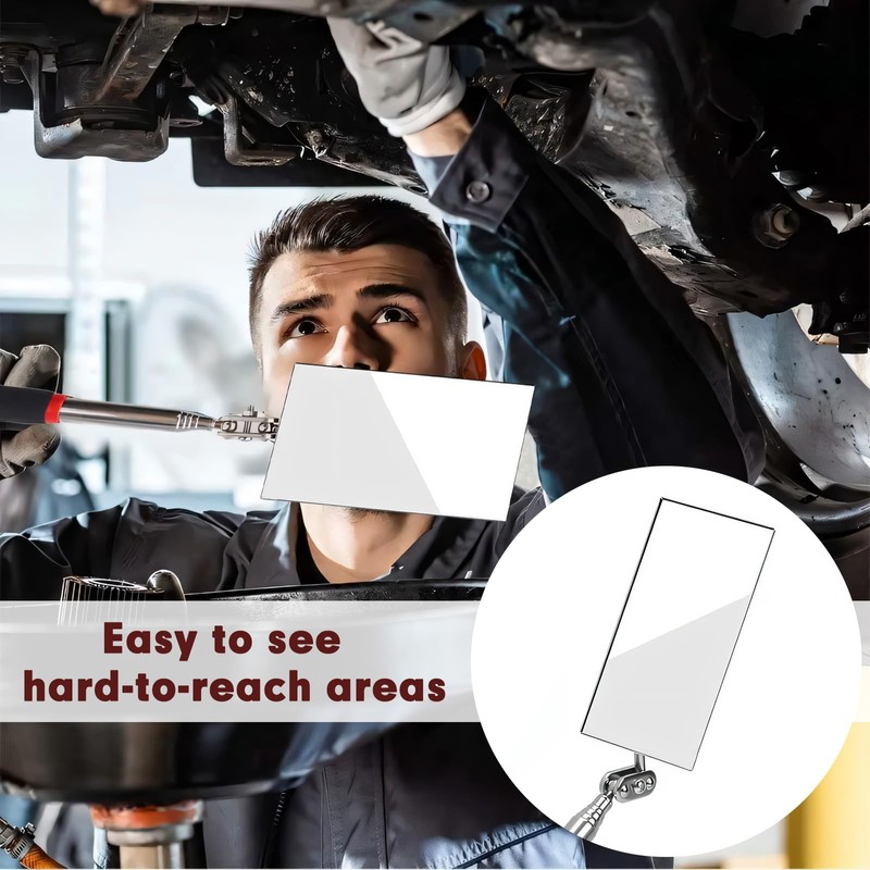 12-35 Inch Extendable Inspection Mirror, 360-Degree Rotation Inspection Mirror Telescoping,
