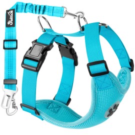 Nasjac Dog Car Harness with Seat Belts, Safety Adjustable Dog Seat Belts for Cars with Clip and Buckle, Breathable Mesh Pet Vest Harness Seatbelts with Secure Elastic Buffer for Travel