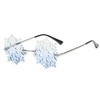 YAMEIZE Snowflake Shape Rimless Sunglasses Novelty Unique Party Eyeglasses Christmas