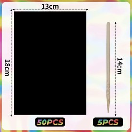 50PCS Scratch Art for Kids, Rainbow Scratch Paper Black Doodle Pads, Rainbow Scratch Notes, Scratch Art Paper, Scratch Rainbow Painting Art Paper, Scratch Paper Art Set, for Christmas, Thanksgiving