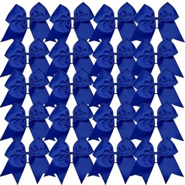 Cheerleader Bows 8 Inch 20 pcs Ponytail Holder Cheerleading Bows Hair Tie (Royal Blue)