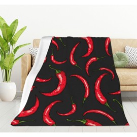 HGOD DESIGNS Hot Chili Pepper Fleece Throw Blanket Ultra Soft Cozy Blooming Decorative Flannel Blanket All Season for Home Couch Bed Chair Travel 100x130cm