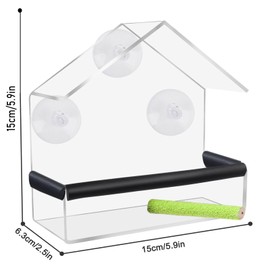 DeJivsin Window Bird Feeder, Transparent Window Feeder for Birds with Strong Suction Cups, Bird House for Bird Watching, Wild Birds, Suet, Mealworms, Fat Balls