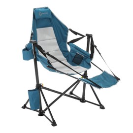 Arrowhead Outdoor Folding Hammock Camp Chair with Detachable Footrest, Stabilized Feet, Padded Headrest and Seat, Large Cup Holders, 300 LBS Weight Capacity, for Camping, Beach, Tailgating