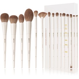 BEILI Brochas de Maquillaje,15Piezas Set de Brochas de Maquillaje Veganas,Base en Polvo Sombra de Ojos Mezcla Corrector Juego de Brochas para Pliegues Pinceles para Delineador de Cejas…