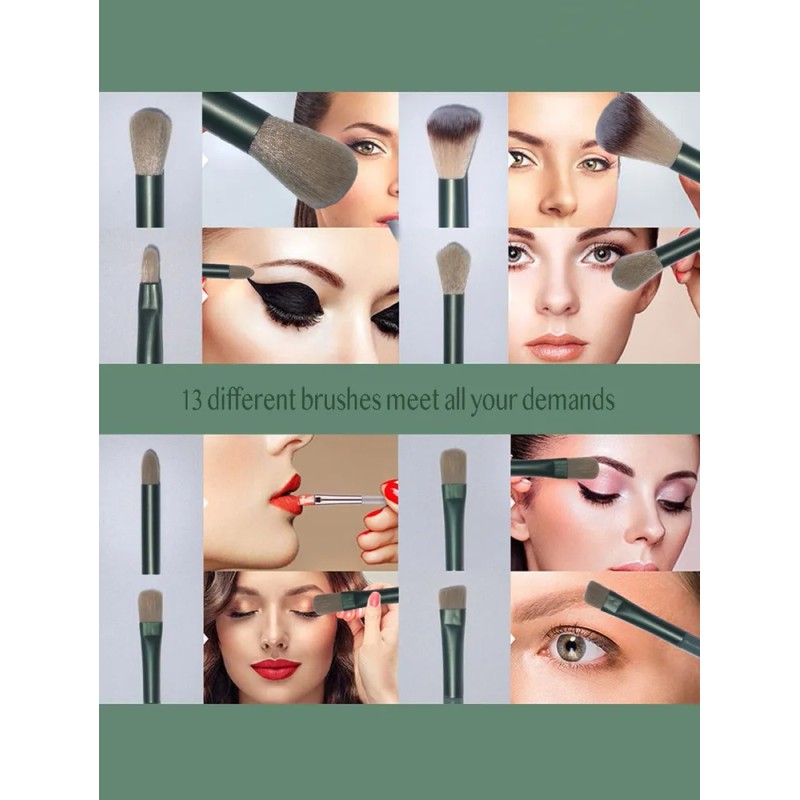 Set Brochas De Maquillaje 13 Pzs Profesional+bolsa Brocha Color Rosa