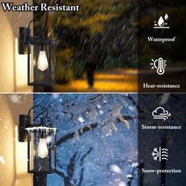 BesLowe 2-Pack Outdoor Wall Light Fixtures, 15" Exterior Lighting Fixtures Wall Mount, Waterproof Porch Lights Outdoor Wall Sconces Lanterns, Modern Outside Lights for House Front Door Garage, Black