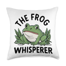 The Frog Whisperer Cute Bullfrog Graphic Boys Girls Kids Throw Pillow