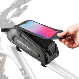 ROCKBROS Bike Frame Bag, Bike Phone Holder, Sensitive Touch Screen Bicycle Handlebar Pouch for Smartphone Up to 6.8 Inch Cycling Accessories Fit for Mountain, Racing, E-bikes, 1.7L