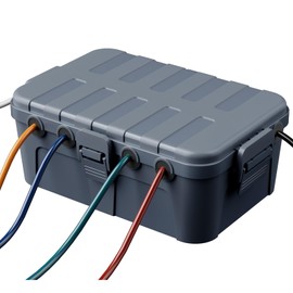 Flemoon Large Outdoor Outlet Box IP54 Rain Protection for Outdoor Plug-in Board, Power Strip and Plug - Gray