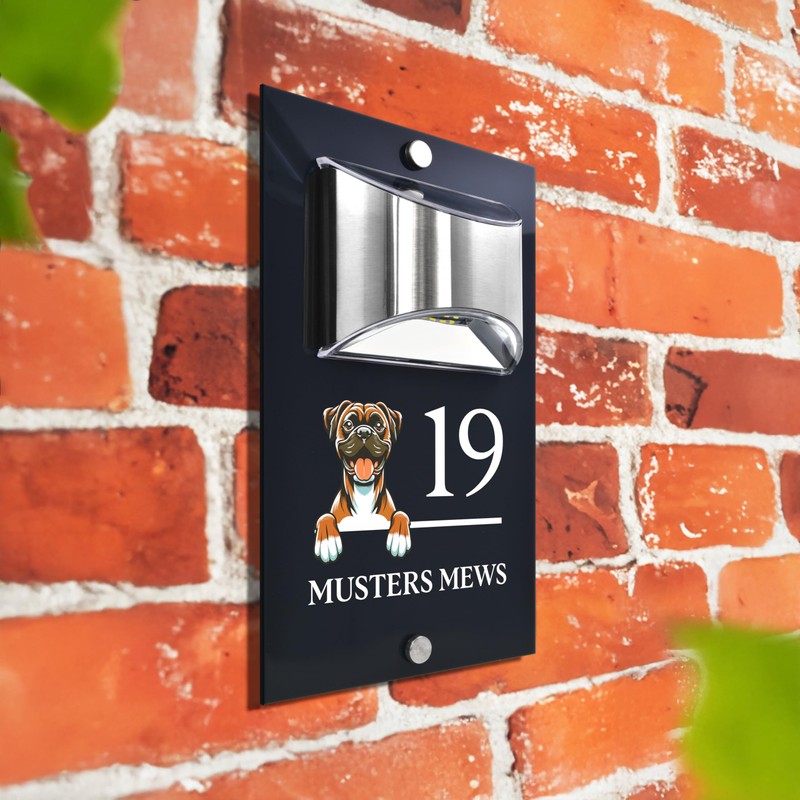 Custom Signs Solar Illuminated Modern Anthracite House Number Sign 24cm