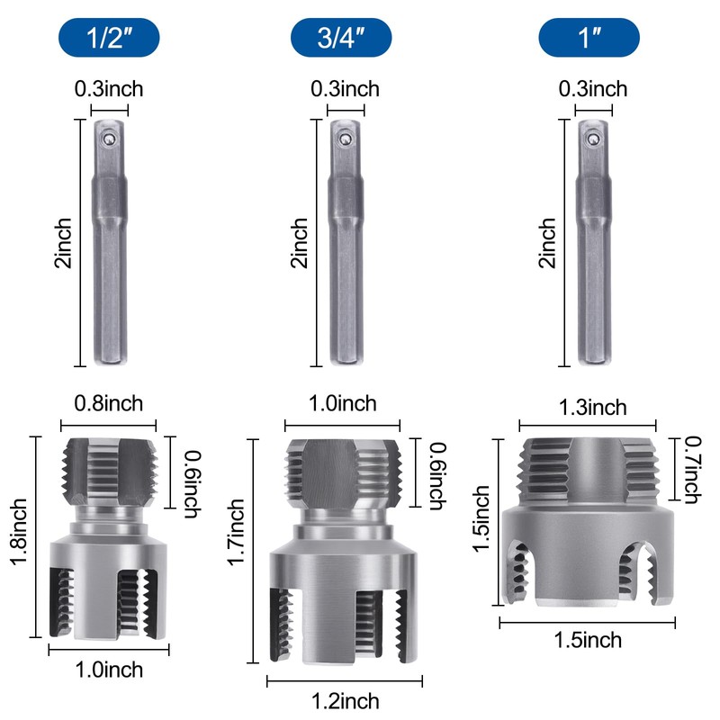 3PCS PVC Pipe Threader Kit for Drill