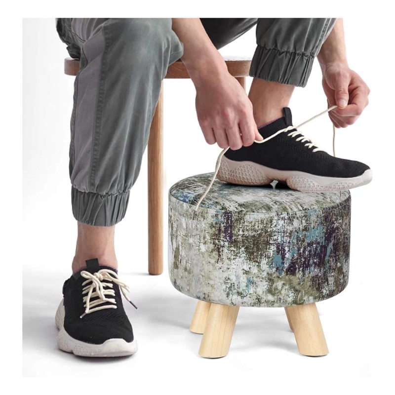 Homebeez Round Ottoman Stool Velvet Foot Foot Supt, Pequeño