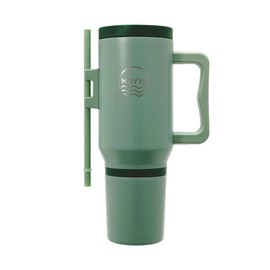 Sip N’ Snack Dual Compartment Stainless Steel Water Bottle – Triple Insulated, 24 Hours Cold/Hot, Leak-Proof, 2 Ways to Sip – Perfect for Drinks & Snacks On-the-Go (Sage/Kelly Green)