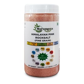 Naturanza Himalayan Pink Rock Salt Fine Grain – 500g (17.64 OZ / 1.1 LBS), Mineral-Rich, Non-GMO, Gluten-Free, Keto-Friendly, Kosher Compliant