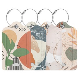 Hsxnam 4 Pack PU Leather Luggage Tags for Suitcase, Travel Cruise Luggage Tag with Privacy Flap, Name ID Label and Metal Loop for Women Men Baggage Handbag School Bag Backpack, Green Marble