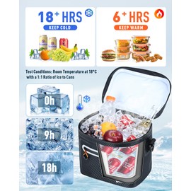 Soft-Sided Cooler Bag, 7/16/30 Can Portable Ice Chest Box, Waterproof, Leak-Proof, Insulated Cooler for Lunch, Beach, Drink, Beverage, Travel, Camping, Picnic (Black, 16 CAN)