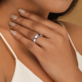 Bestyle 6MM Stainless Steel Men Ring High Polished Minimalist Band Rings for Men Women Couple Band Rings Fashion Silver Ring Size O US 7