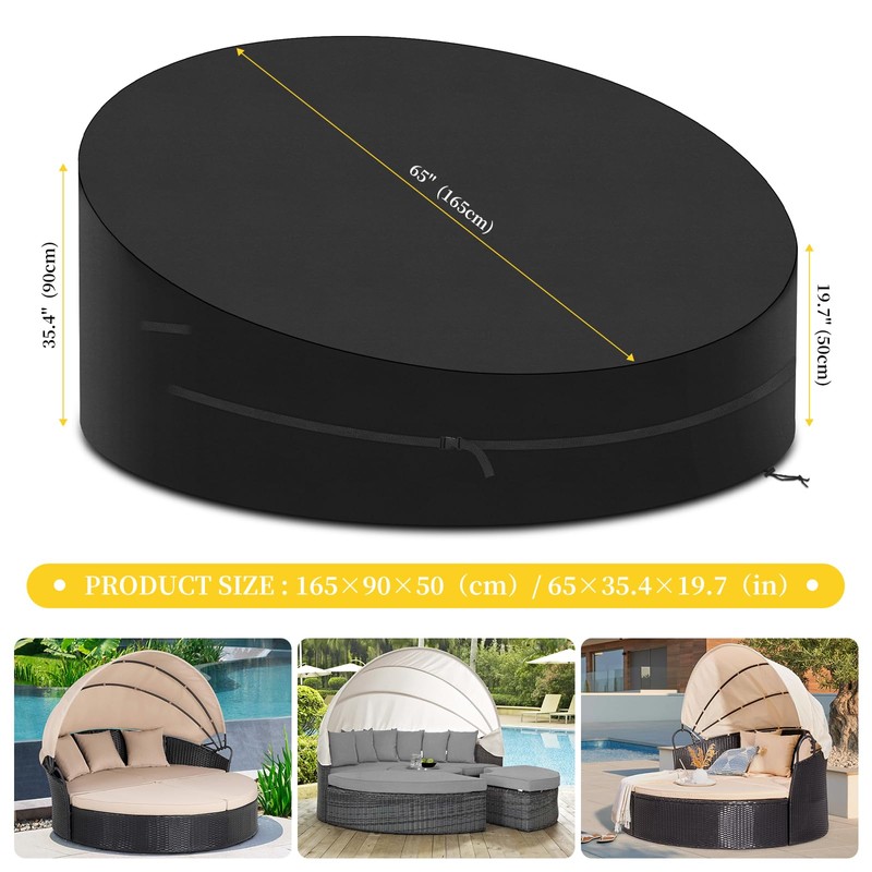 PATIO PLUS Sun Island Cover Waterproof 420D Oxford with Drawstring
