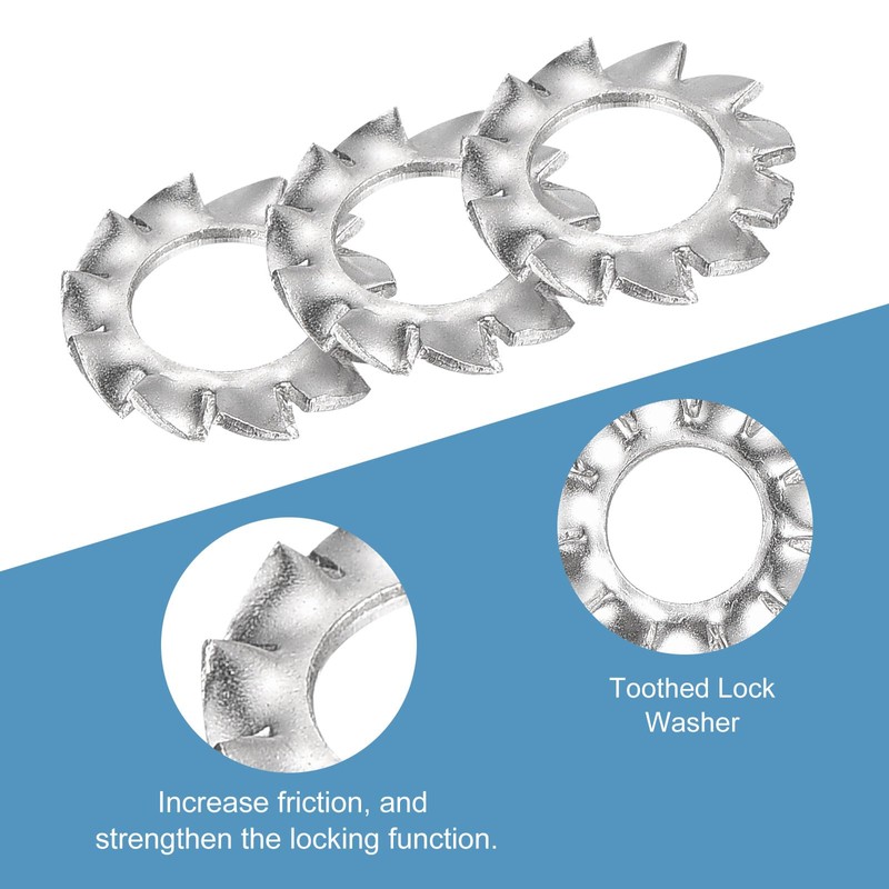 uxcell M5 50Pcs External Tooth Washers, 304 Stainless Steel Tooth