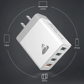 Enchufe Usb Clavija48w Carga Rápida3.0 4puertos Para Celular