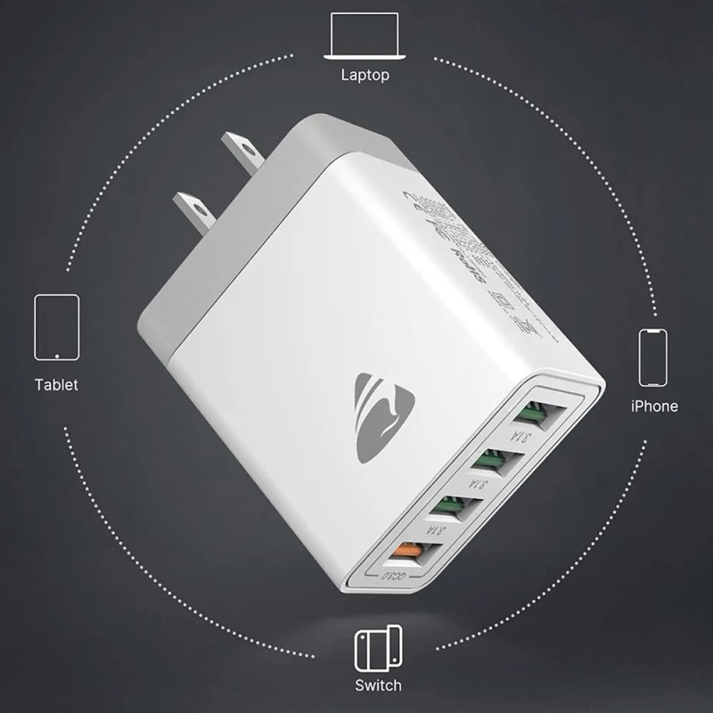 Enchufe Usb Clavija48w Carga Rápida3.0 4puertos Para Celular