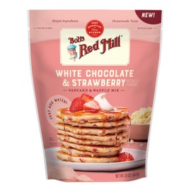 Bob’s Red Mill White Chocolate & Strawberry Pancake/Waffle Mix, 20 Ounce (Pack of 1) – Just Add Water, Makes 32-40 Pancakes per Bag