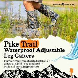 Pike Trail Adjustable Leg Gaiters - Lightweight, Waterproof - Leg Guards for Men & Women - Hiking Essentials Ideal for Hunting, Trekking & Fishing - Overcast Grey - 1 Pair