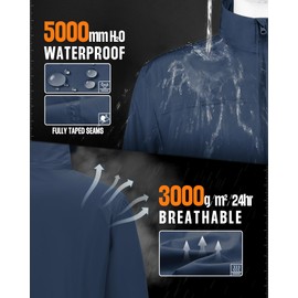 Outdoor Ventures Men's Lightweight Jacket Waterproof Rain Shell Jackets with velvet lined Windbreake Stand Collar