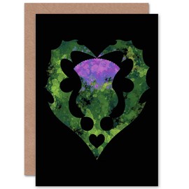 Wee Blue Coo PAINTING THISTLE HEAD HEART LOVE SCOTLAND BLANK GREETINGS CARD