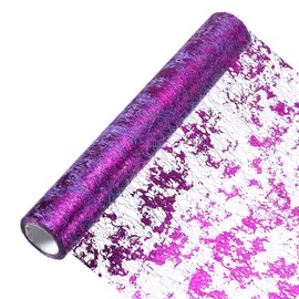 sourcing map Deep Purple Table Runner 11 x 180 Inch, Metallic Foil Thin Mesh Table Runner Roll for Event Party, Birthday Party, Weddings, Christmas, New Year
