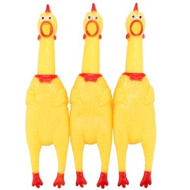 LEGEND SANDY - Pollo Gritante de Color Amarillo, Juguete Novedoso y Duradero de Goma para Niños y Perros, Paquete de 3, Grande