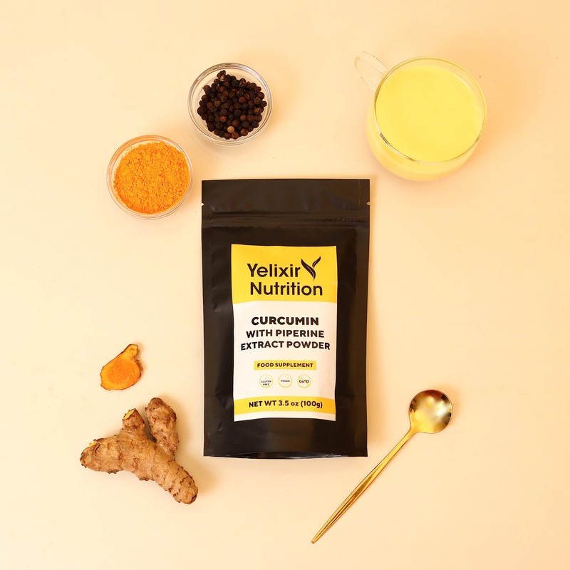 Yelixir Nutrition 95% Curcumin Extract with Piperine Extract Powder 100