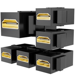 PANPEO 6-Pack HDMI Keystone, HDMI Keystone Jack 4K Female to Female Adapter Support All 3D, 4K - Gold-Plated (6 Pack - Black)