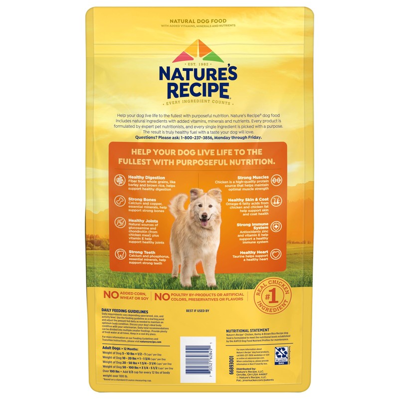 Nature's Recipe Dry Dog Food, Chicken, Barley & Brown Rice
