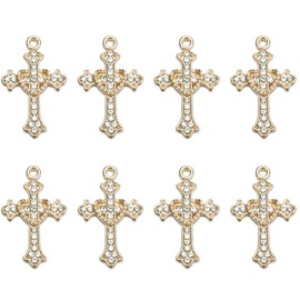40pcs Rhinestones Alloy Cross Religious Virgin Our Lady of Guadalupe Mary Rosary Beads Charms for DIY Necklace Bracelet Making (Gold)