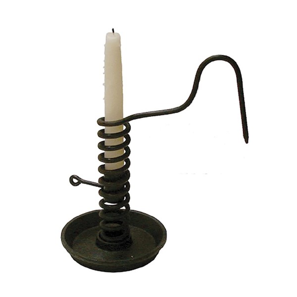 Wrought Iron Spiral Courting Candle Holder- Antique Vintage Reproduction, Black,