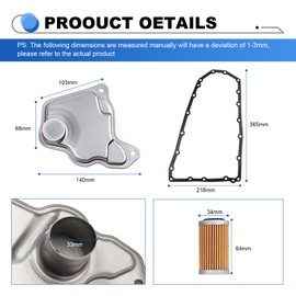 Transmission Filter Oil Pan Gasket Kit Fit For 2016-2020 Nissan INFINITI QX60 2017-2016 3.5L Replace # 31728-29X0D 31726-28X0A.