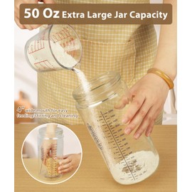 Keafont 50oz Sourdough Starter Jar Kit, Large Capacity Sourdough Jar, Wide Mouth Sourdough Bread Starter Kit for Perfect Sour Dough Bread, Sourdough Starter Kit (Black, 2 Pack)