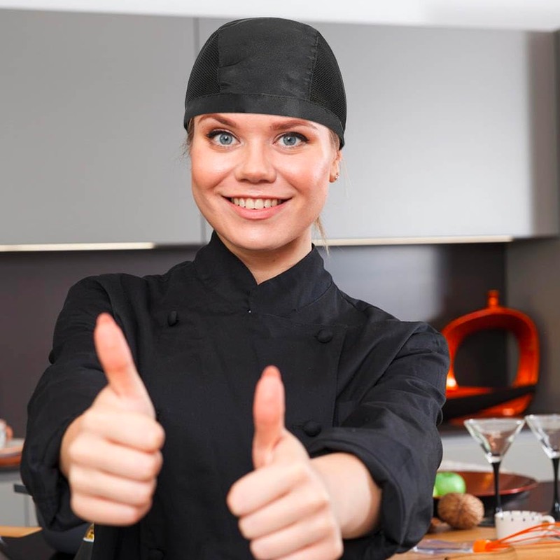 4 Pack Tie Back Chef Hat with Breathable Side Mesh