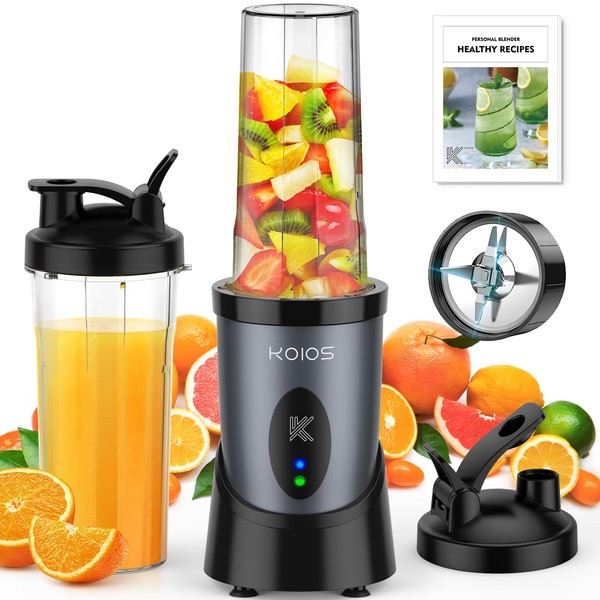 900W KOIOS Smoothie Blender, Personal Blender for Shakes and Smoothies with 2 BPA-Free 22 oz Portable Blender Bottles and To-Go Lids, Single Serve Mixer Blender for Juices Baby Food, Nutritious Recipe