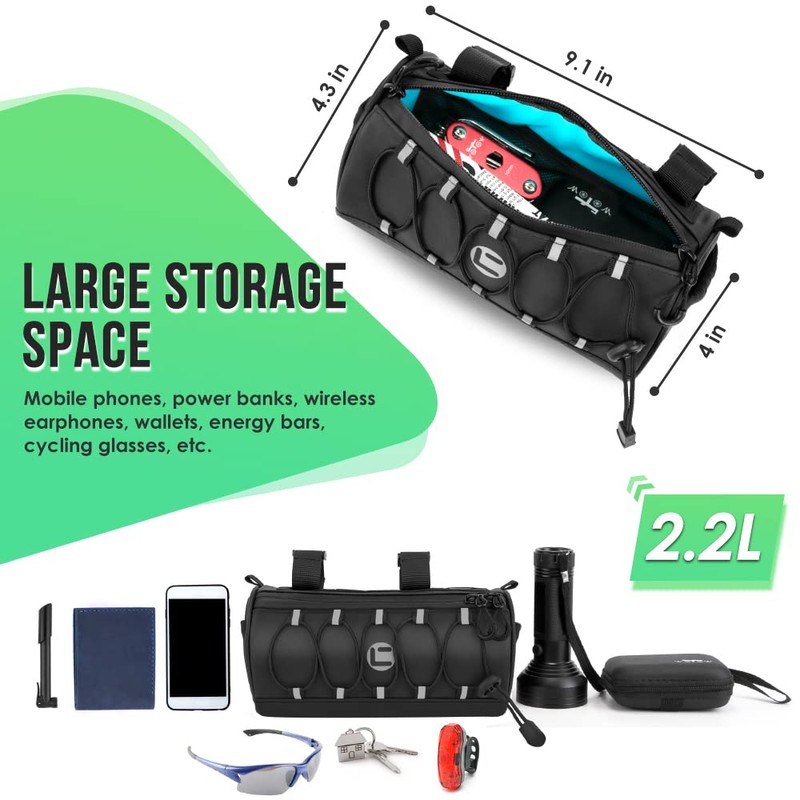 WOTOW Bike Handlebar Bag Waterproof - Bicycle Handlebar Bag with