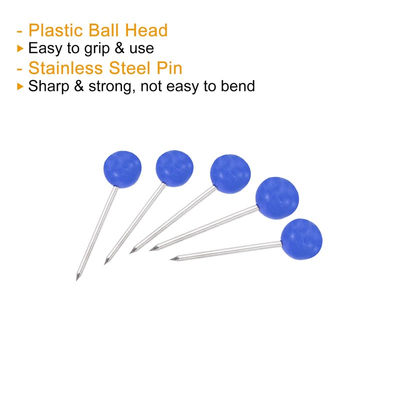 PATIKIL Push Pins, 500 Pack Plastic Round Head Map Tacks