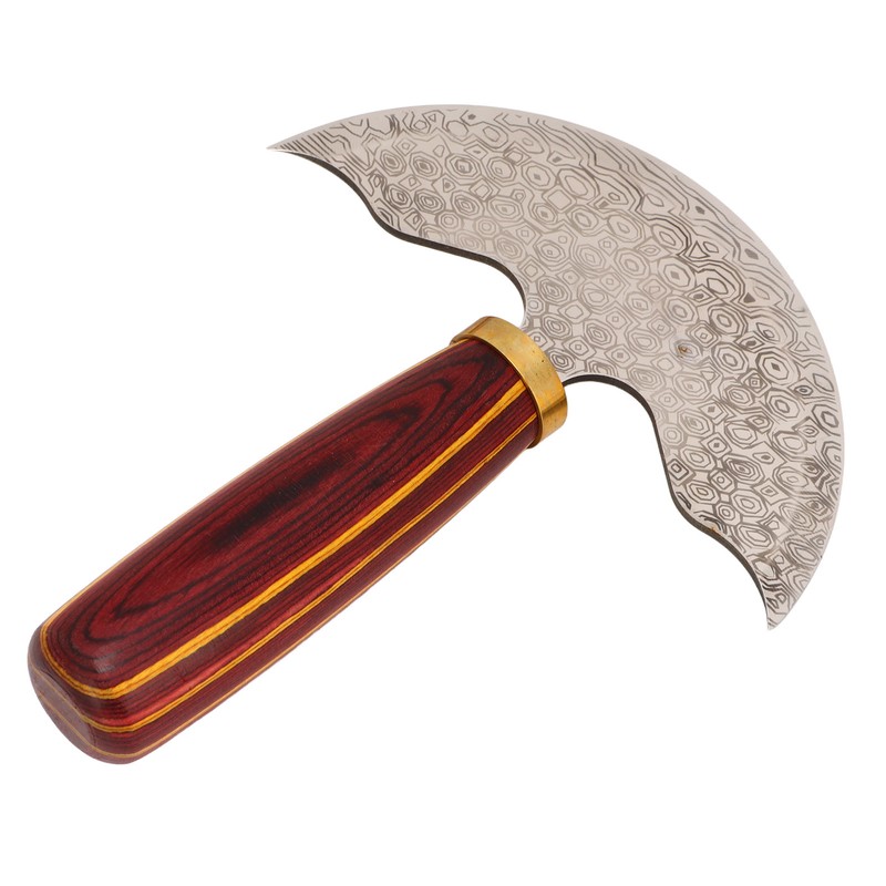 Round Leather Knifes Incisive Blade High Hardness Polished Wooden Handle