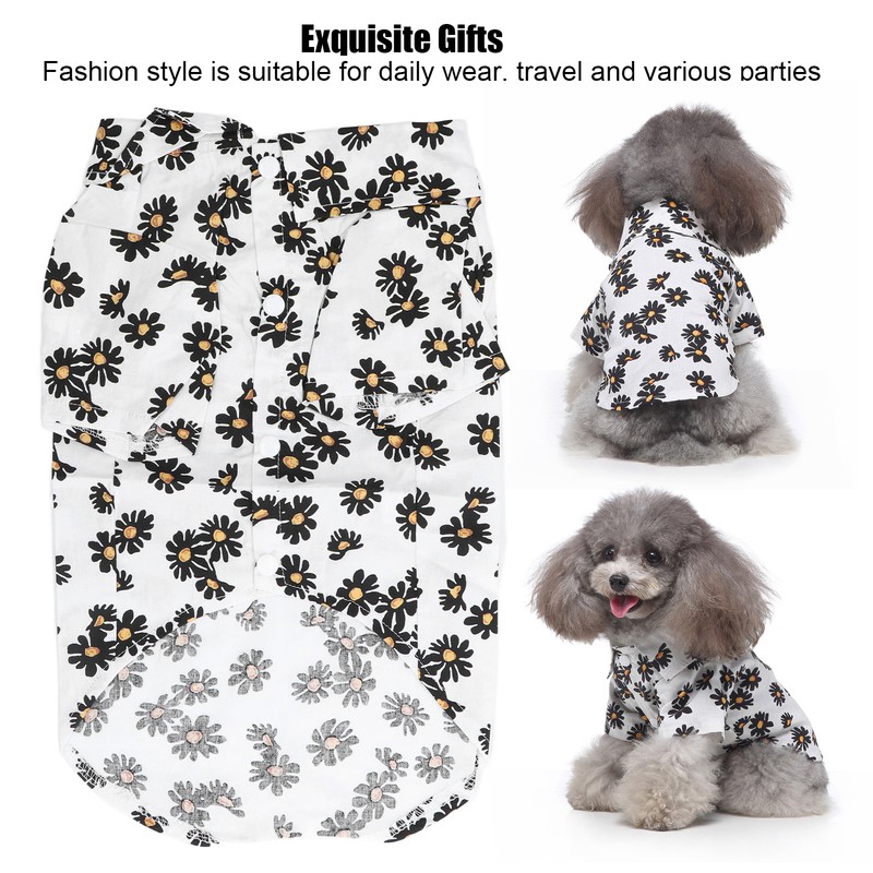 Daisy Print Dog Shirt Soft Breathable Flexible Pet T Shirt